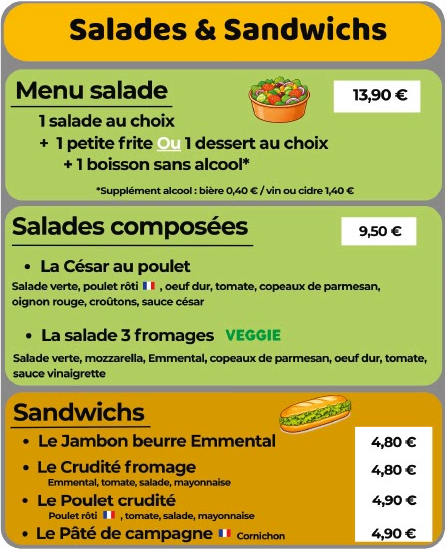 Salades et sandwichs